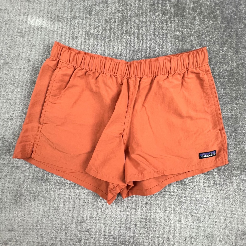 Patagonia Womens Baggies Shorts Orange Gorpcore Size Small Elastic Waist 4406